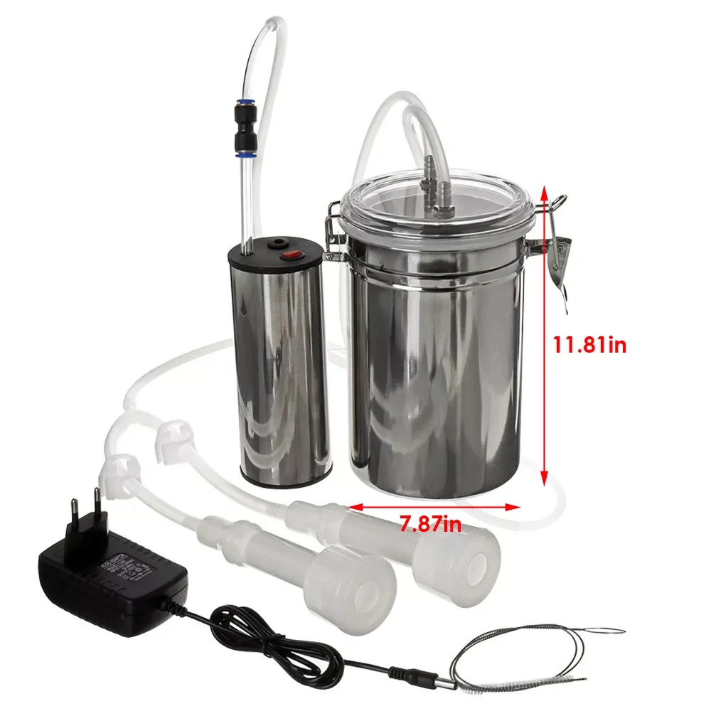 Machine Kit for Goat/Cow Portable Milking Machine with 2 Teat Cups, Adjustable Vacuum Silicone Grade Hose enlarge