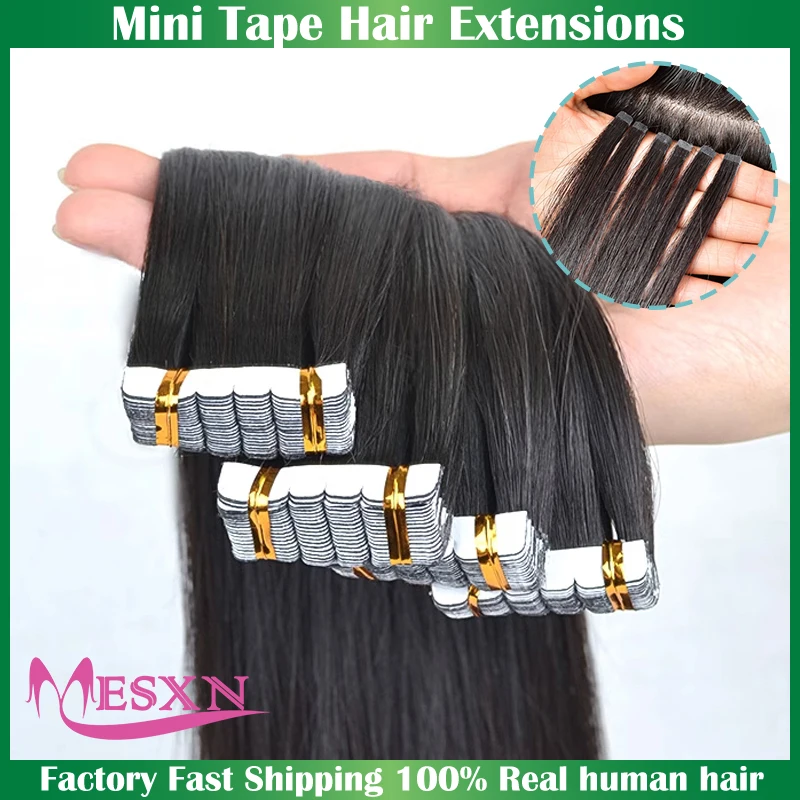 Прямые Мини-ленты для наращивания человеческих волос натуральные накладные
