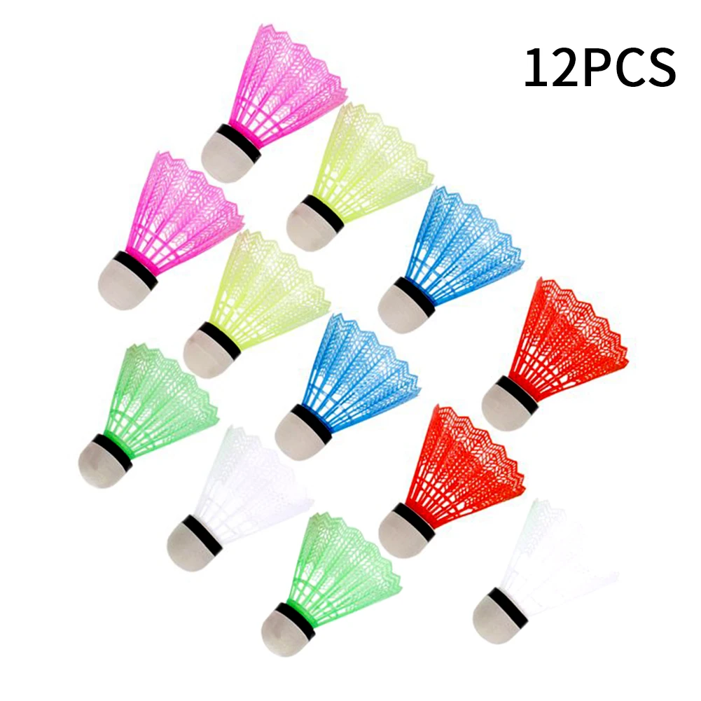 

12pcs Nylon Feather Beginners Indoor Outdoor Sports Training Fun Game Badminton Ball Colorful Portable Gym Shuttlecock Durable