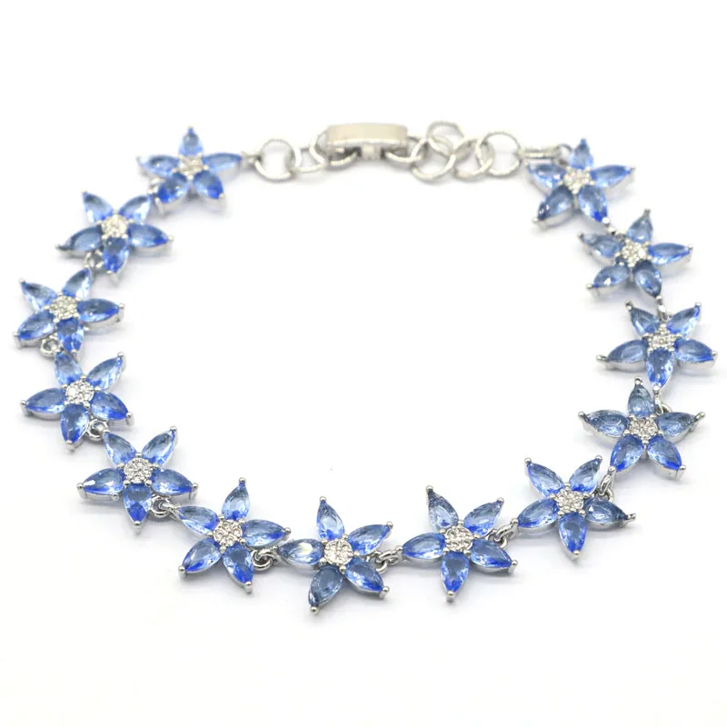 

15x15mm Multi Color Bee Green Amethyst Citrine Violet Tanzanite Pink Tourmaline CZ Women Daily Wear 925 Silver Bracelet 7-80inch