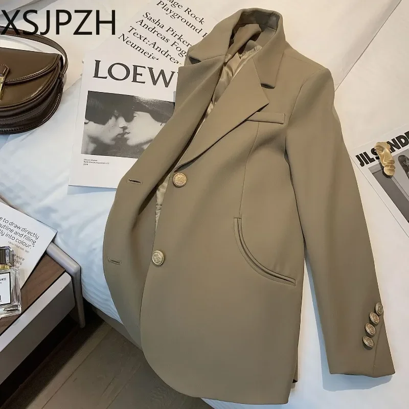 Женский однобортный пиджак с длинным рукавом