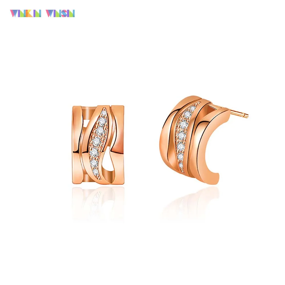 

WinkinWinsin Brand K Series Lady 925 Silver Pin Titanium Stud Earring Women Rose Gold Plated Screw Back Earrings