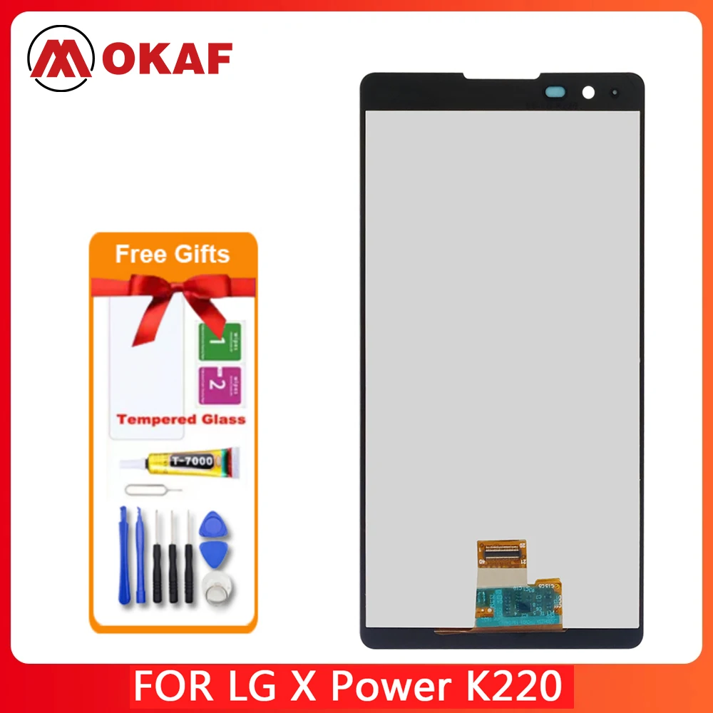 

OKANFU New Original 5.3"For LG X power K220 K220DS F750K LS755 X3 K210 US610 K450 LCD Display Touch Screen Digitizer Assembly Fo