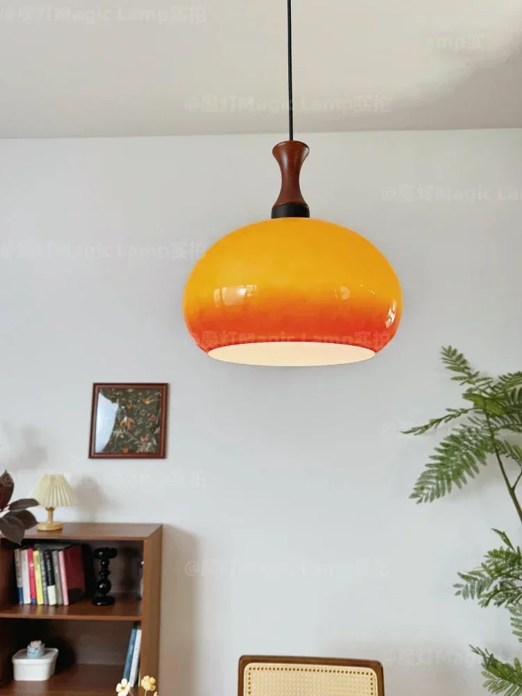 Винтажный стеклянный потолочный светильник в стиле ретро деревянный журнальный