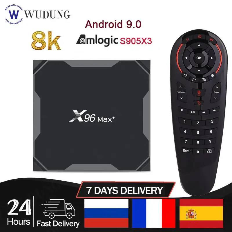

Приставка Смарт-ТВ X96 MAX Plus, 4 + 64 ГБ, Android 9,0, Amlogic S905X3, 2 ядра, Wi-Fi, BT4.0, 8K