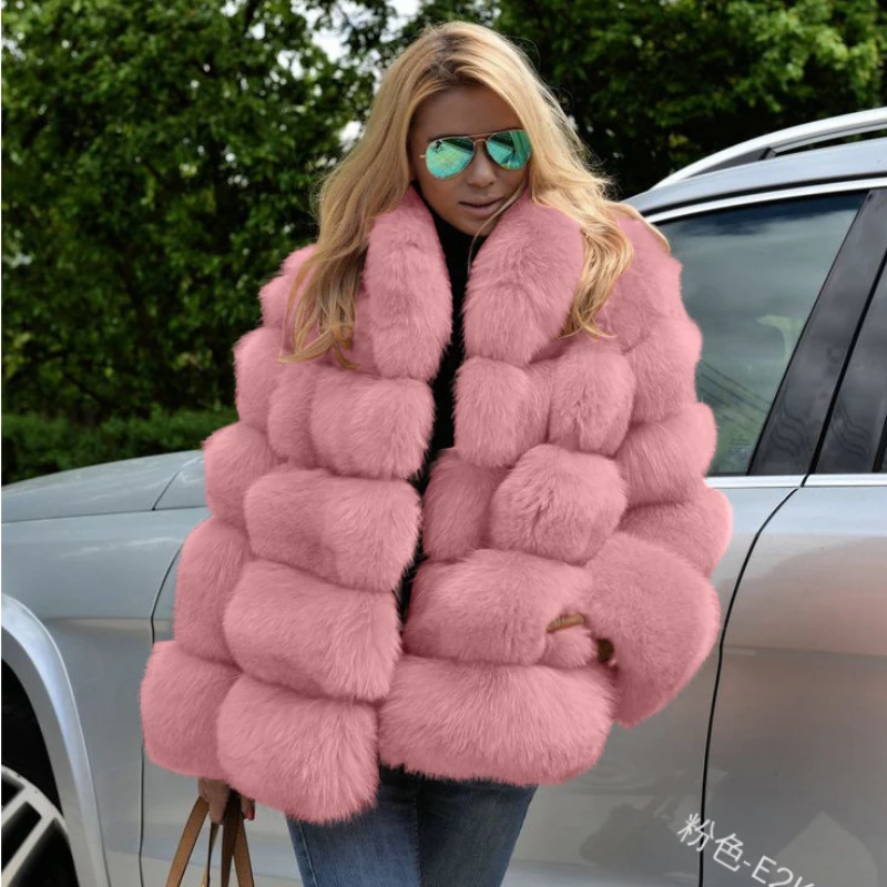 Autumn and Winter New Fur Coat Women's Imitation Fur Women's Jacket Jacket Imitation Fox Fur Stitching Thickened Warm Fur Top enlarge