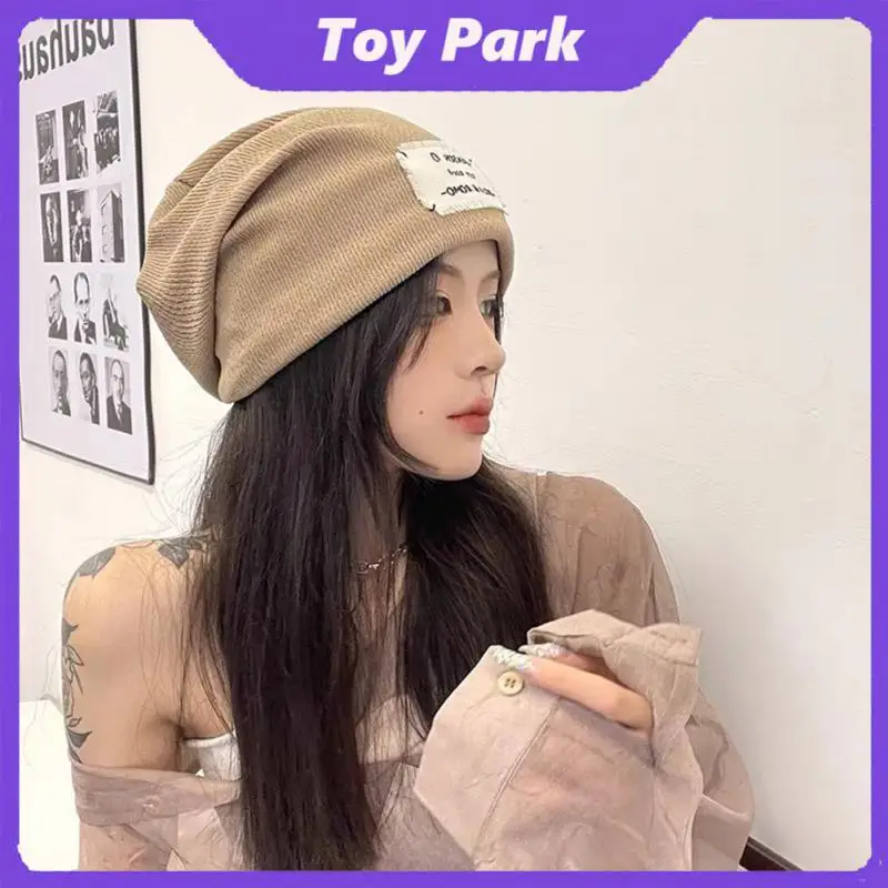 

Letter Patch Hats Women Korean Style Warmth Windproof Cold -proof Thin Knitted Hat Ride Climbing Hiking Night Fishing Equipment