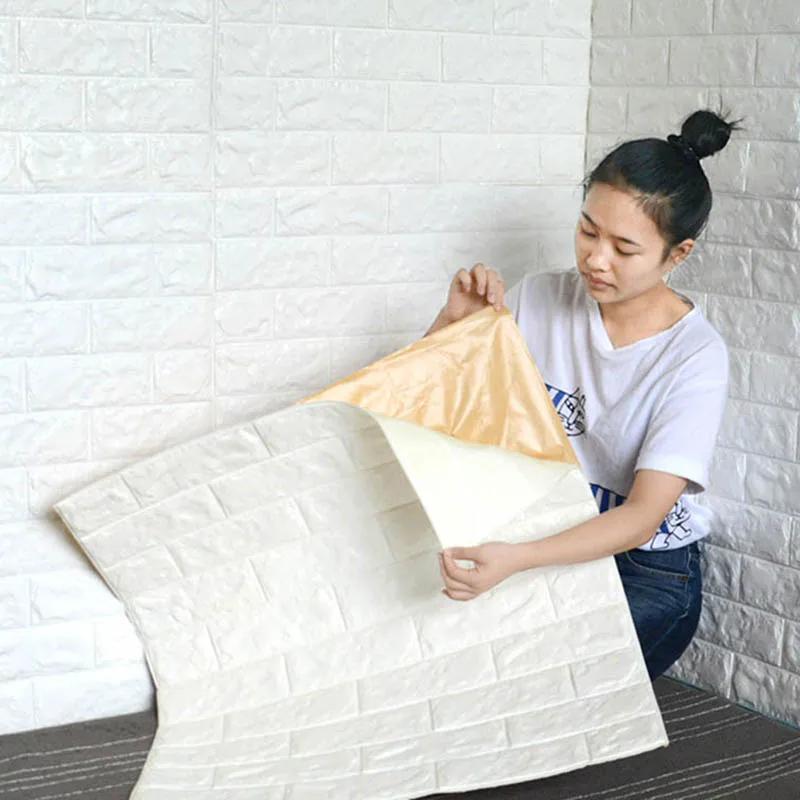 

Self-adhesive Wallpaper 3d Stereo Wall Stickers Bedroom Warm Background Wall Soft Pack Foam Wallpaper Decorative Stickers