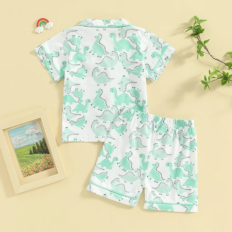 Пижамный комплект для девочек и мальчиков рубашка с коротким рукавом принтом