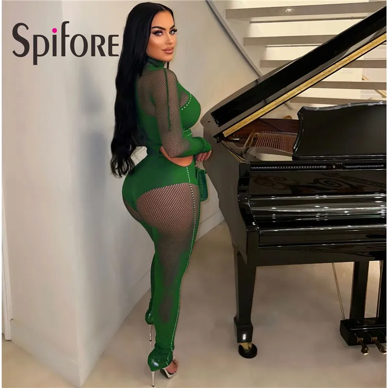 Сексуальные прозрачные сетчатые женские комбинезоны Spifore для ночного клуба с