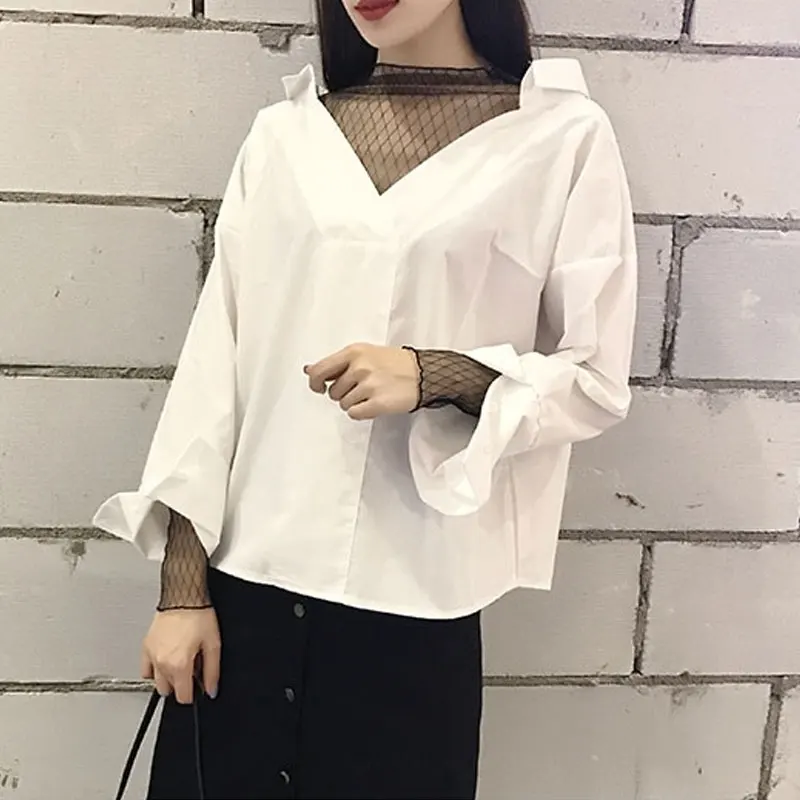 Женская рубашка из хлопка и полиэстера