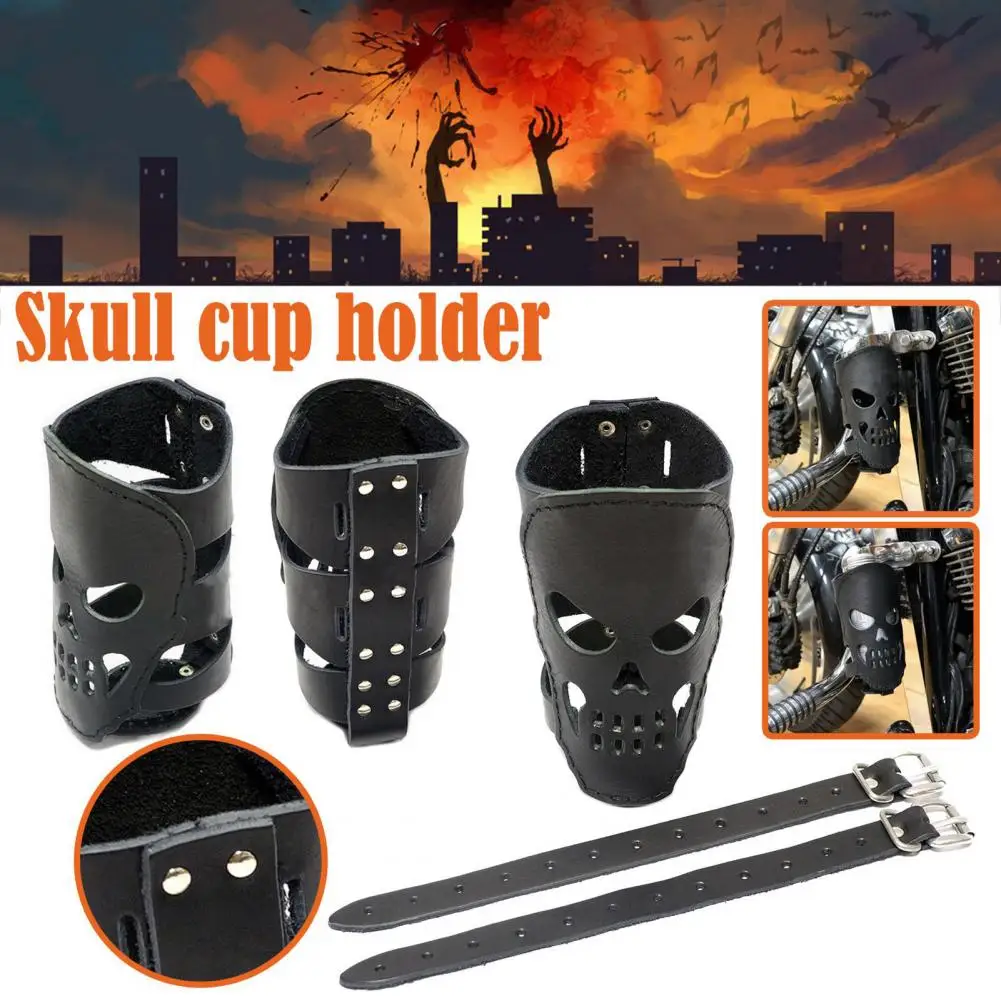 

Motorcycle Bicycle Drink Holder Leather Water Bottle Cup Skull Drink Holder Skull Drink Car-styling Outdoor Sports Cup Adapter