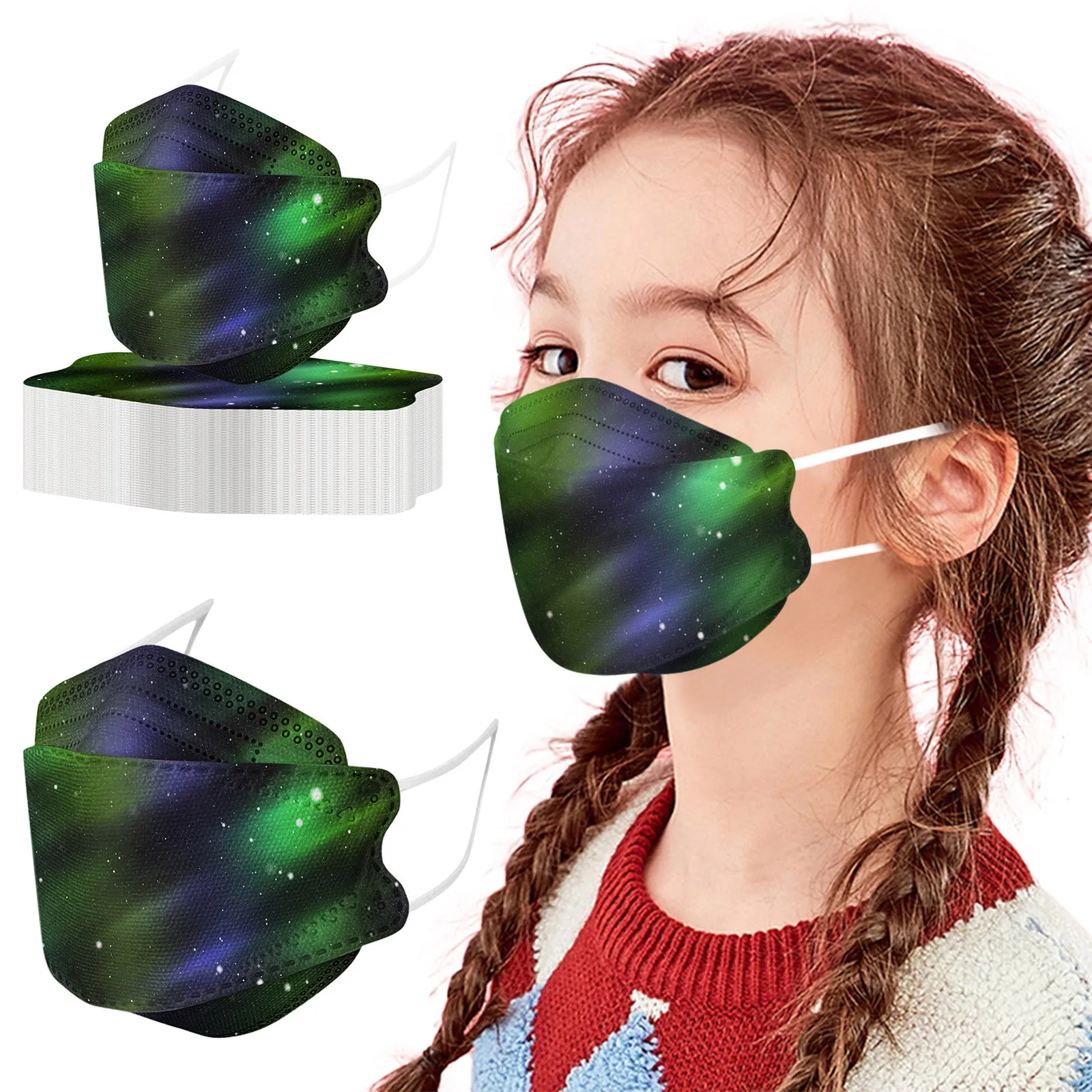 

Starry Sky Print Child Mask Outdoor 3D Fish Disposable Girls Boys Mask Fashion Non Woven Breathable Kids Facemask Masque Mascari