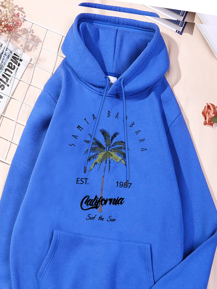 Женские толстовки с принтом Санта-бара Калифорния удобная спортивная толстовка