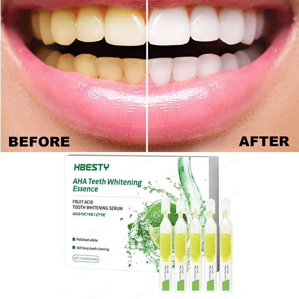 

10pcs Fruit Acid Teeth Whitening Serum Remove Plaque Stains Yellow Tooth Oral Hygiene Cleaning Fresh Breath Dental Bleach Care