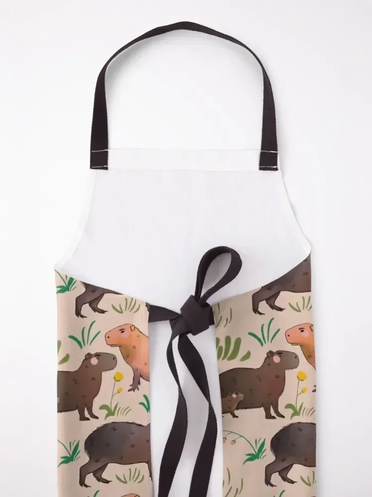 Капибара-милый зеленый и коричневый фартук с рисунком животных рождественский