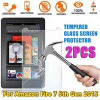 2 pcs tempered glass for amazon fire 7 5th gen 2015 9h screen protector 0 3mm anti fingerprint tablet full protective film