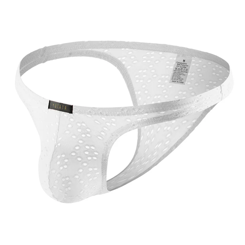 5PCS Men Briefs Small Triangle Panties Sexy Men's Underwear Smooth Breathable Hole Jacquard Low-rise Men T- Back Tanga Bikini