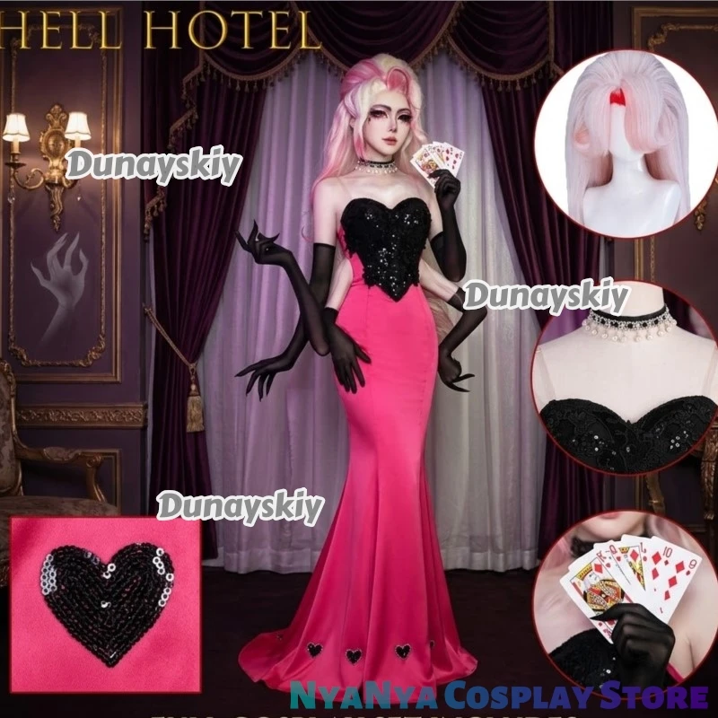 Фото Костюм для косплея Hell Angel Dust Hotel, женское сексуальное платье-униформа для Хэллоуина, карнавала, вечеринки, Рождества, ролевых игр №1