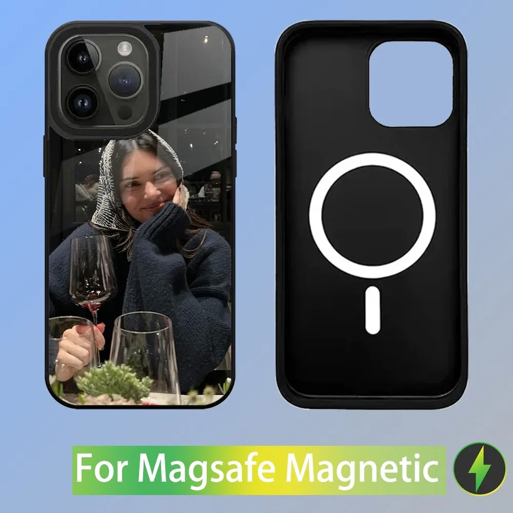 Чехол для телефона Kendall Jenner iPhone 15 14 13 12 11 Plus Pro Max Mini Magsafe магнитная Беспроводная