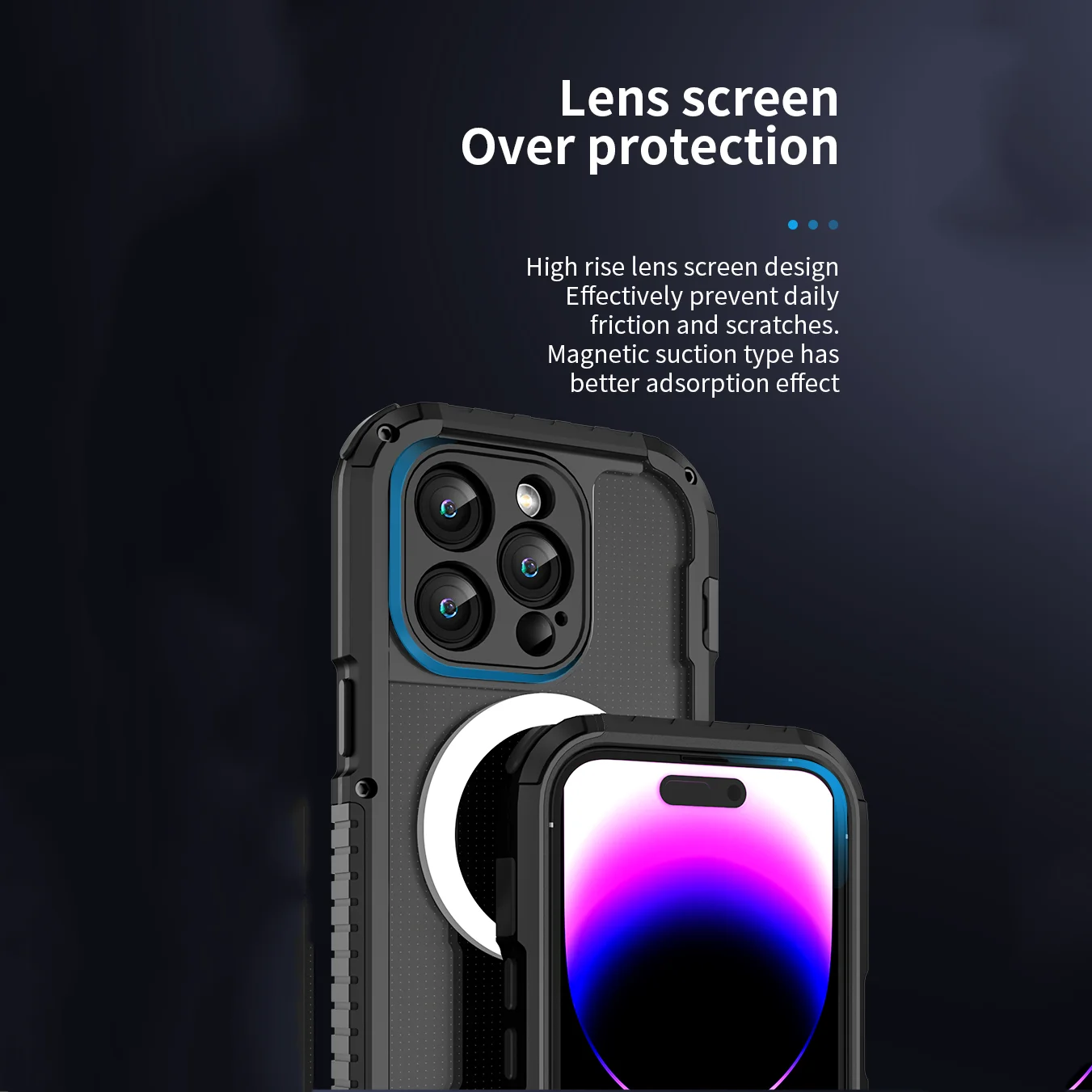 

Metal Armor Magnetic Back Cover For iPhone 14 Pro Max 5G 2023 Hard Clear Protection Shockproof Wireless Anti-fall Phone Cases