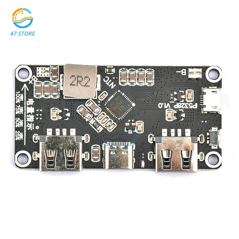 

Внешний аккумулятор IP5328P с двумя USB-портами 18650, Type-c, от 3,7 в до 5 В, 9 В, 12 В, повышающее быстрое зарядное устройство, печатная плата