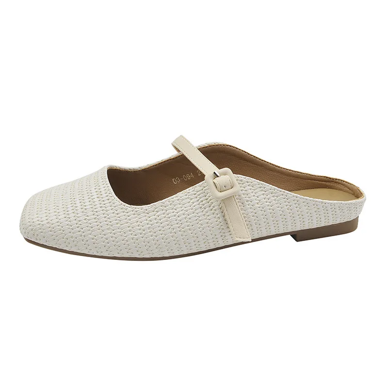 

Square Toe Mules Womens Shoes Mary Jane Slipper Summer Rubber Sole Slide qy08