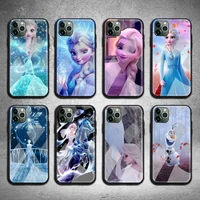 bandai princess frozen elsa phone case tempered glass for iphone 13 12 11 pro mini xr xs max 8 x 7 6s 6 plus se 2020 cover