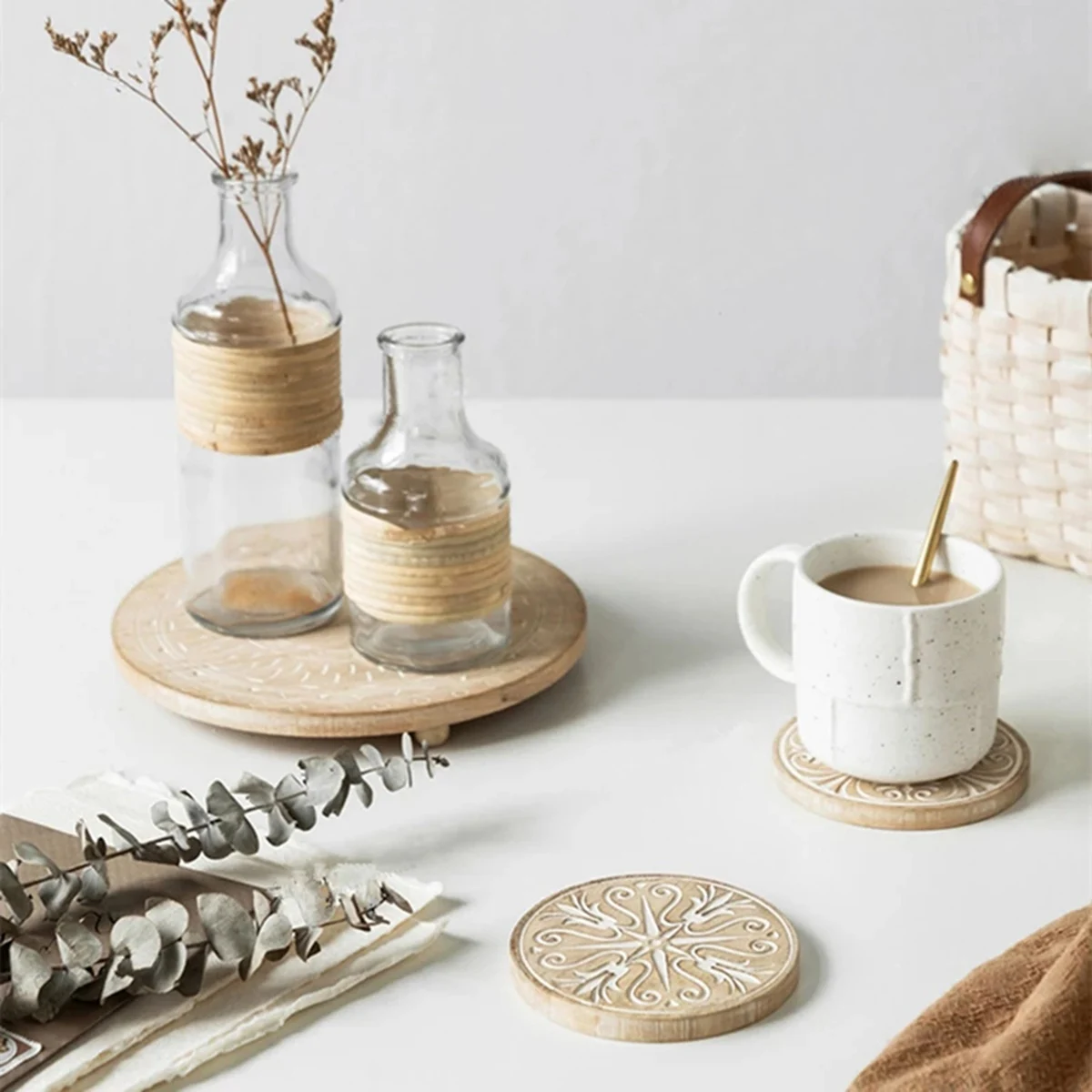 Круглая подставка из пробки деревянная для поддонов термостойкий Коврик