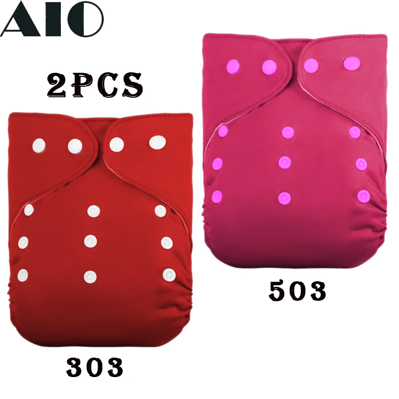 

[AIO] 2pcs/Set Baby Solid Color Ecological Pocket Nappies Waterproof Cloth Diapers Adjustable Training Pants Reusable for 0-3ys