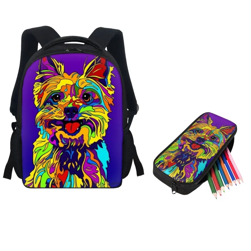 

Twoheartsgirl Cute Dog Pattern Backpacks Cartoon Small Kids School Bags Pencilcase Set Childen Back to School Bookbags Zipper