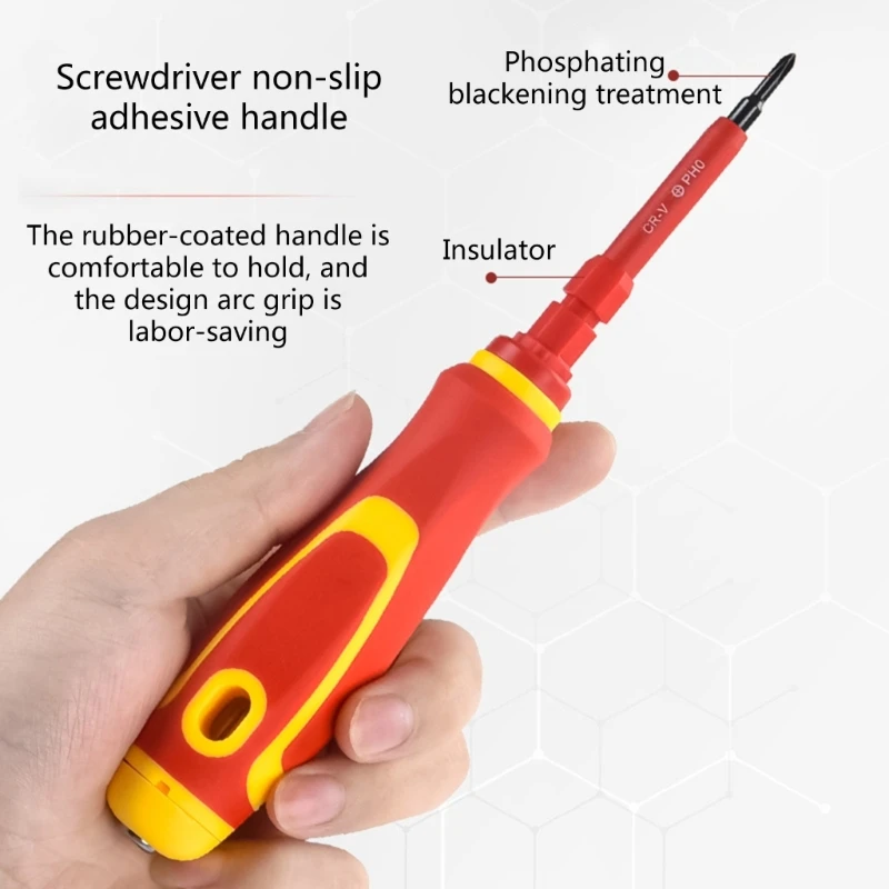 Магнитная отвертка 15 в 1 сменная изолированная с магнитной стальной шлицевой