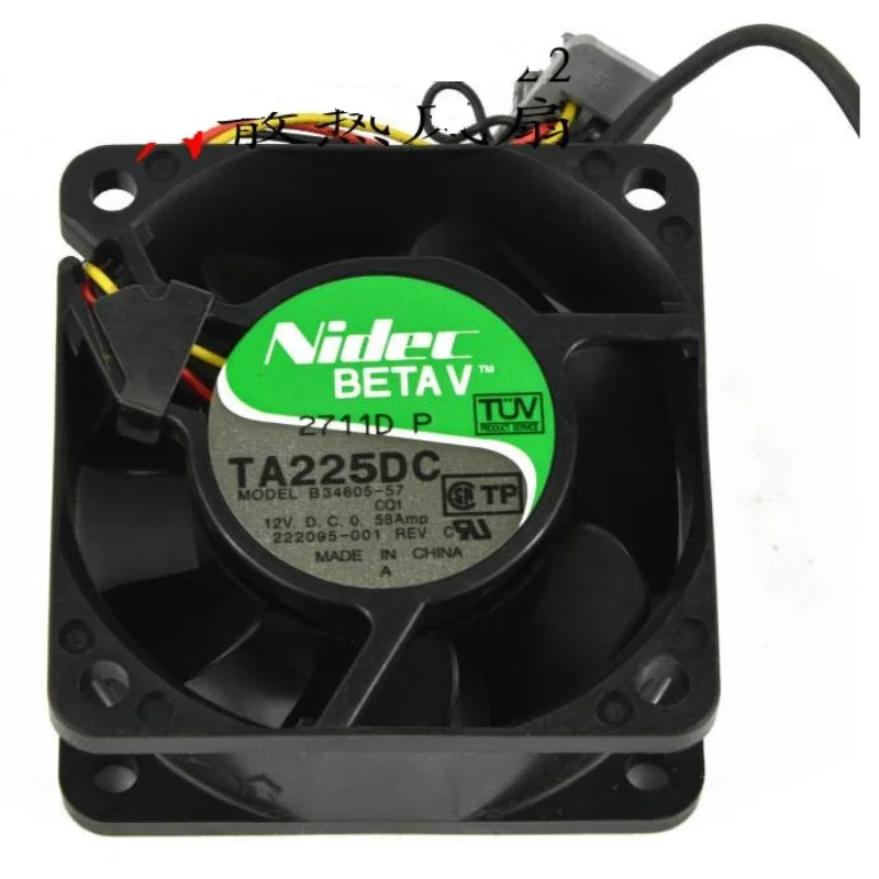 

New CPU Cooler Fan for Nidec TA225DC 12V 0.58A 6CM 6025 Dual Ball High Air Volume Chassis Server Cooling Fan 60×60×25 MM