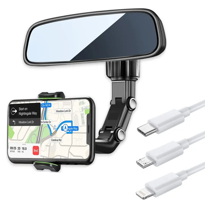 

Rearview Mirror Phone Holder for Car, 360° Rotating Phone Mount, GPS Holder Universal Car Phone Holder for All Smartphones