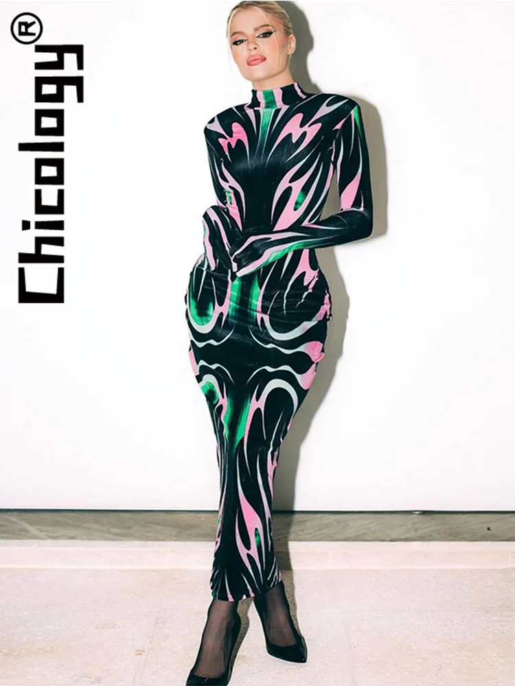 

Chicology 2022 женское платье в полоску с длинным рукавом и подплечником, облегающее платье макси, элегантная летняя одежда для бизнеса, оптовая п...