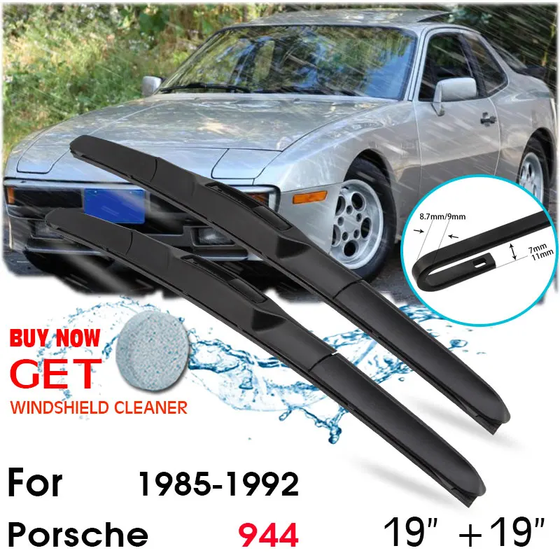 

Car Wiper Blade Front Window Windshield Rubber Silicon Refill Wiper For Porsche 944 1985-1992 LHD / RHD 19"+19" Car Accessories