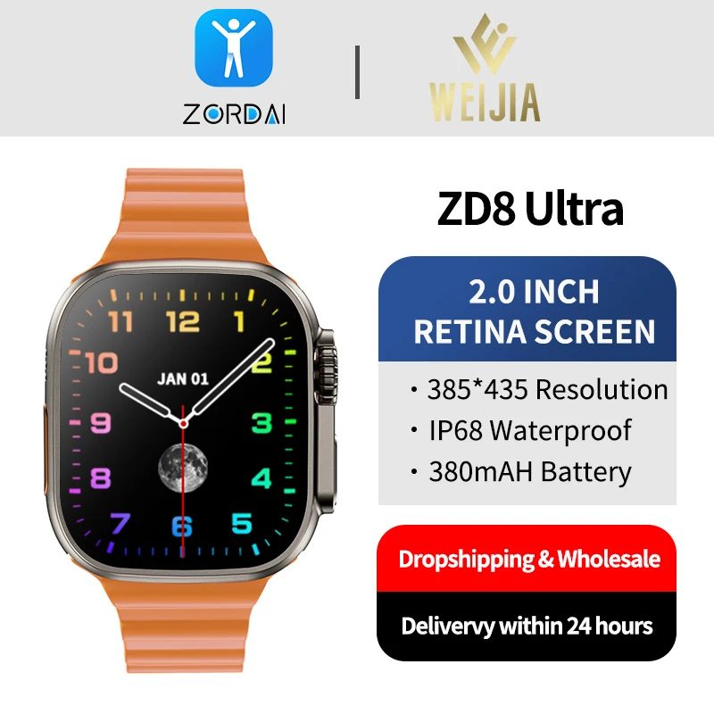

Zordai Smart Watch Series 8 Z8 Ultra 49mm 1-1 CaseTitanium Alloy NFC Bluetooth Call Sleep Tracker Sport Smartwatch For Men Women