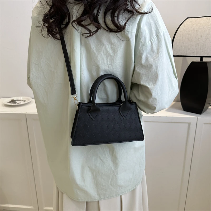 

Women Shoulder Bag Rhombic Lattice Tote Purse PU Leather Satchel Bags Solid Color Simple Vintage Female Clutch Messenger Bag