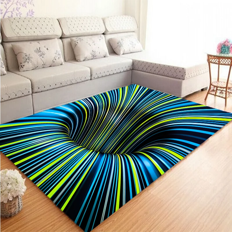 3D vortex entrance door mat Abstract geometrical optics door mat Non slip floor mat Living room decorative carpet