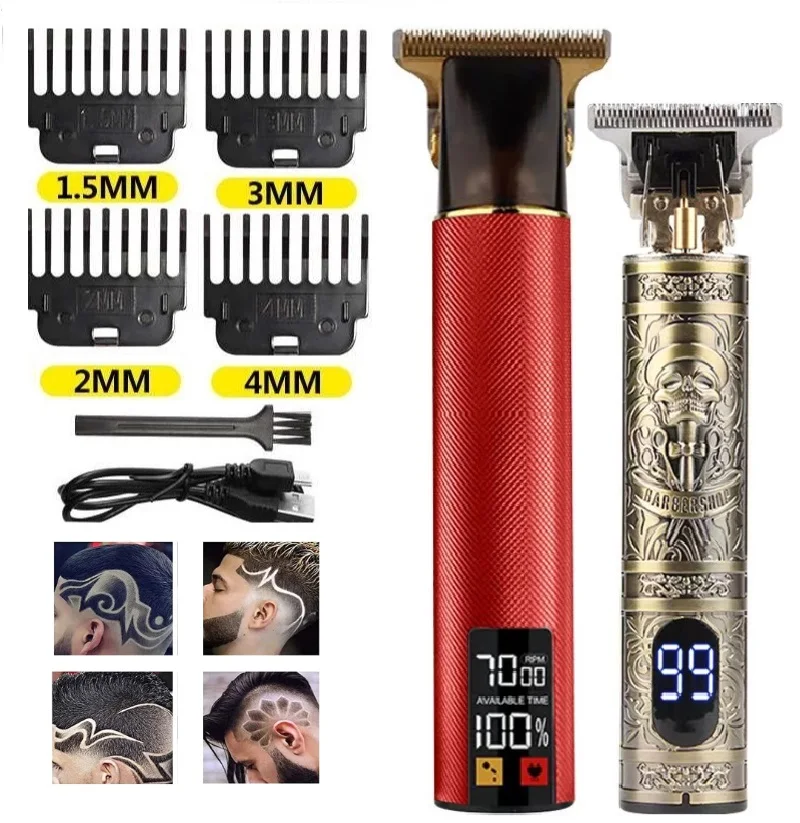 

2023 T9 Vintage Hair Trimmer machine Digital Display Hair Cutting Beard USB Charging Trimmer Electric Hair Clipper Barber