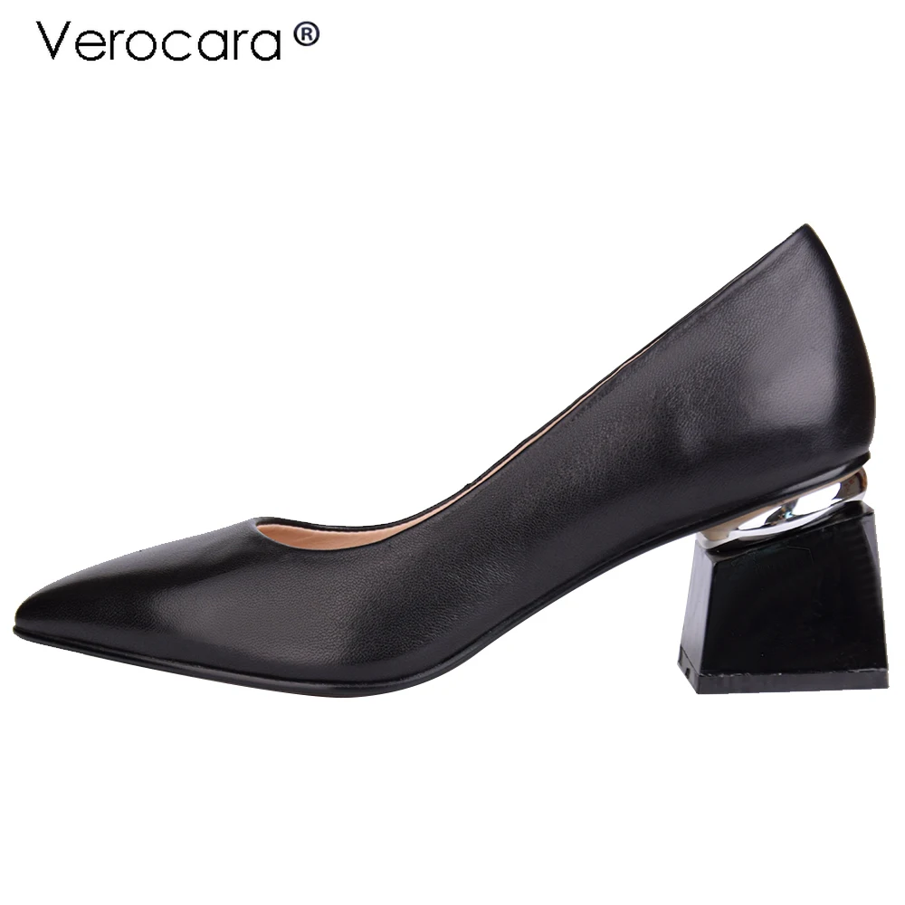 

Verocara Women's Chunky Heel Bowtie Genuine Sheepskin Matt Leather Evening Dress Slip-on Pumps Shoes for Wedding and Working