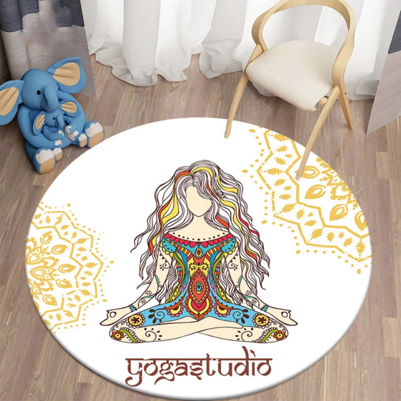 

Mandalas Chakra Round Carpets Yoga Anti-Slip for Living Room Meditation Theme Home Area Rugs Bedroom Floor Mat Home Decor Rug