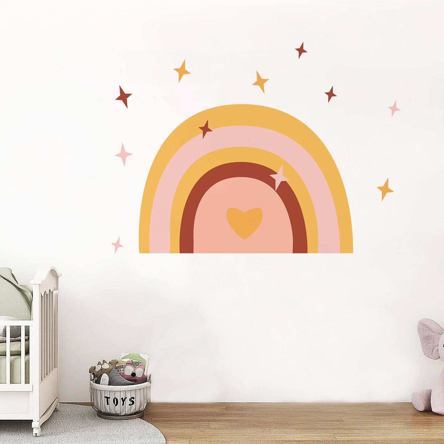 

Boho Pink Sweet Rainbow Hearts Wall Decal Love Cartoon Rainbow Home Decor Decal Nursery Decor Art Mural Pegatinas Pared Infantil