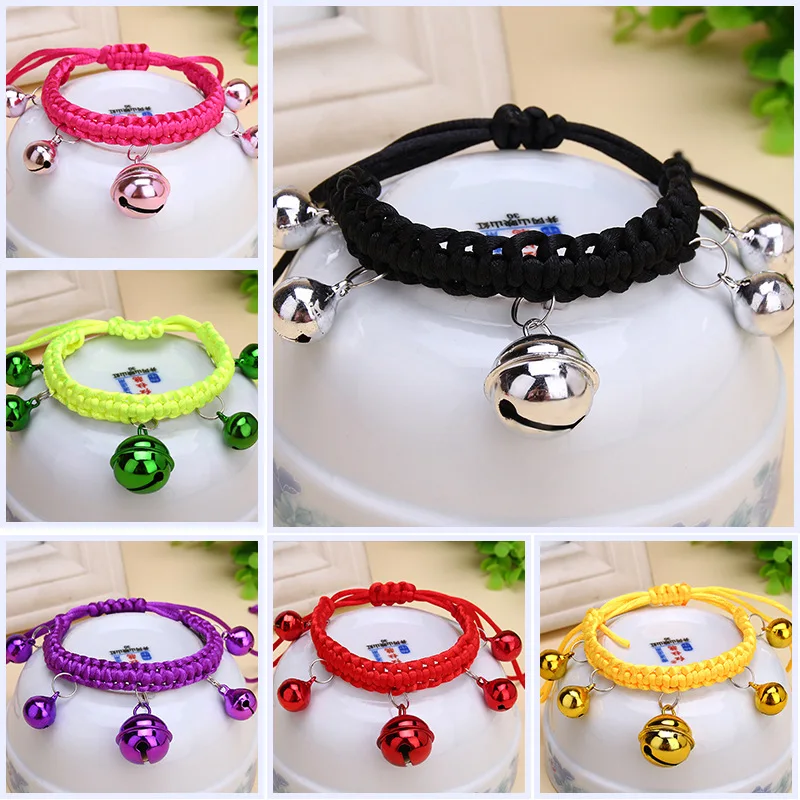 

Pet Necklaces Hand Woven Collars Cat and Dog Bells