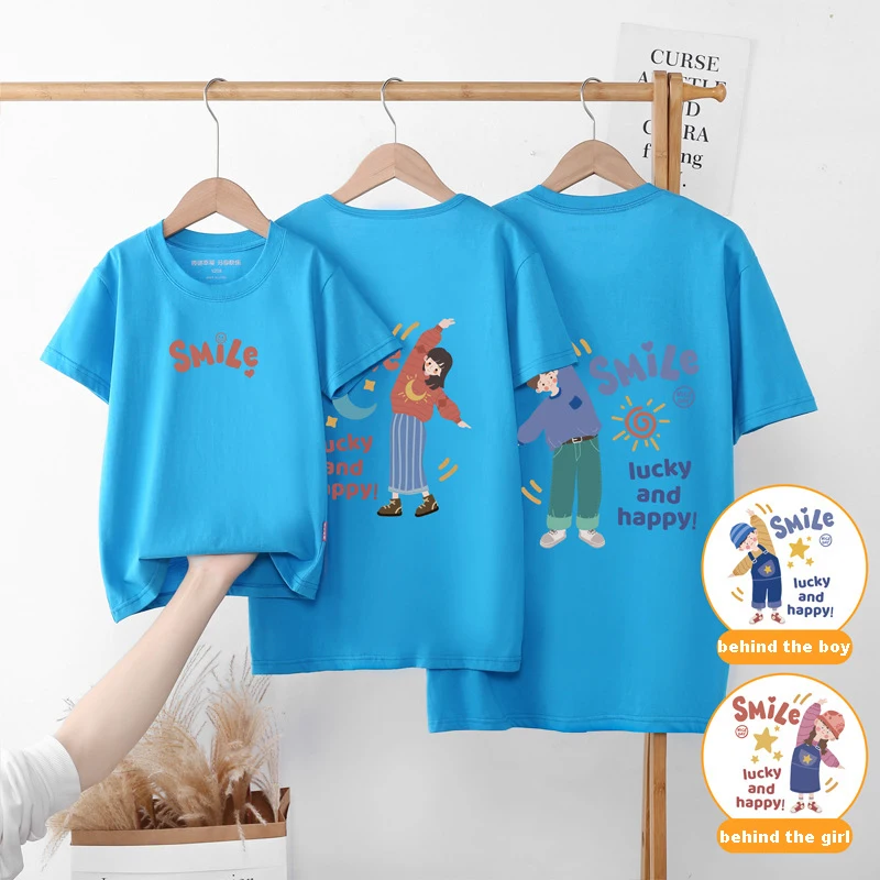 2022 мультяшная футболка мама папа и я семейный образ сочетающиеся наряды Одежда