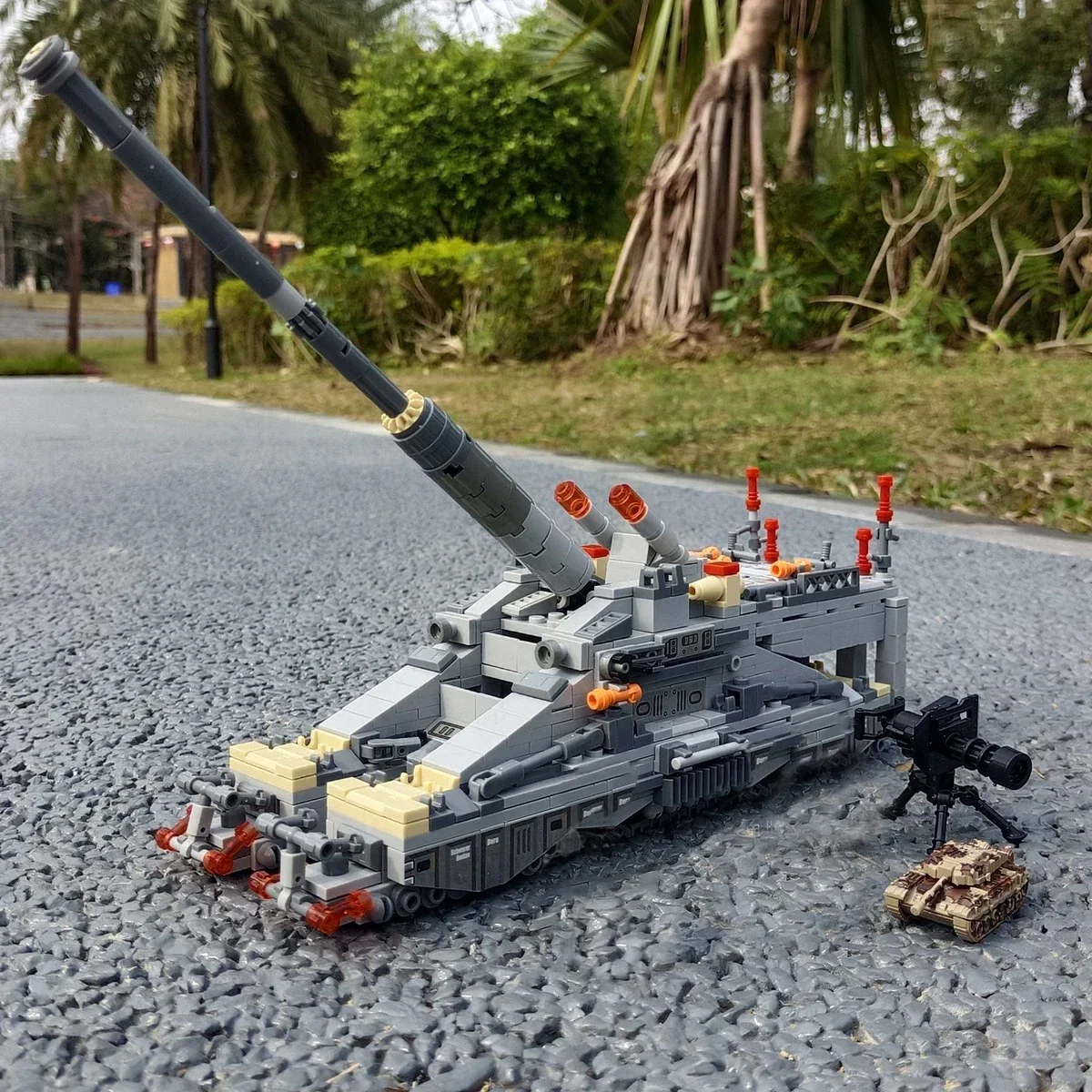 853 шт. военная серия тяжелые строительные блоки Gustav Cannon WW2 солдаты оружие модель
