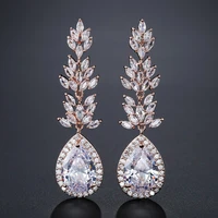 luxury rhinestones crystal aaa cz cubic zirconia dangle earring for women fashion long bridal jewelry wedding dinner party gifts