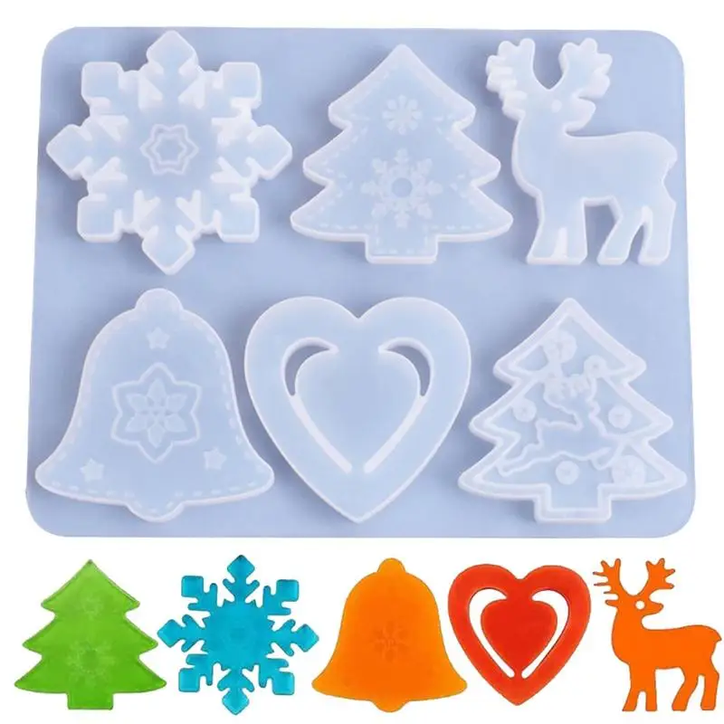 

Christmas Ornament Making Assorted Christmas Cabochon Silicone Mold Christmas Tree Reindeer Snowflake Jingle Bell Mould