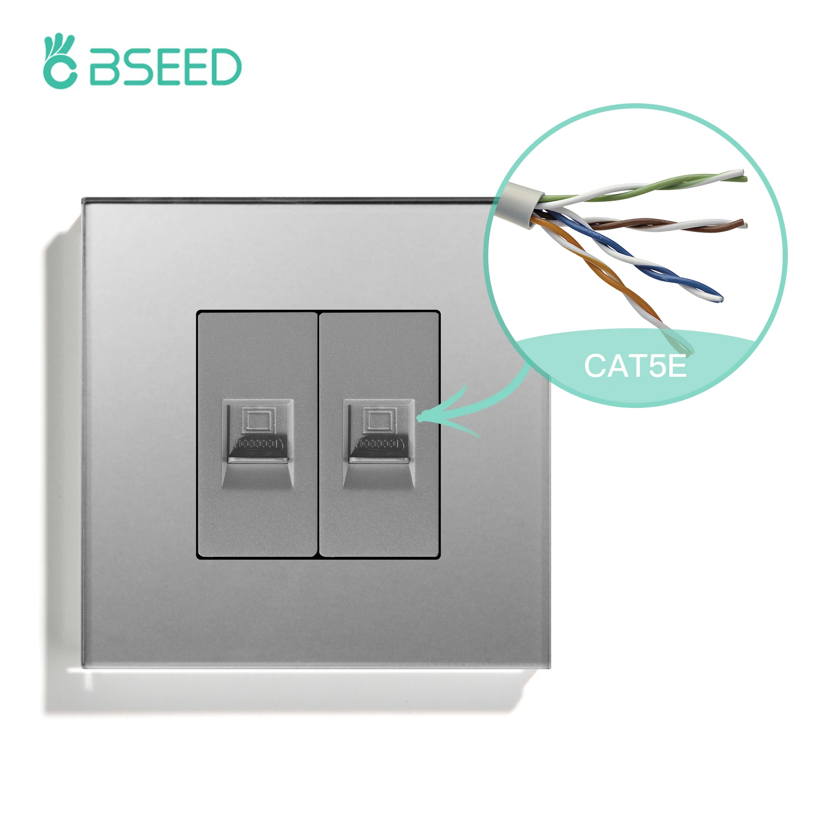 BSEED Двойная сетевая розетка CAT5/CAT6  для ПК Белый/Черный/Золотой