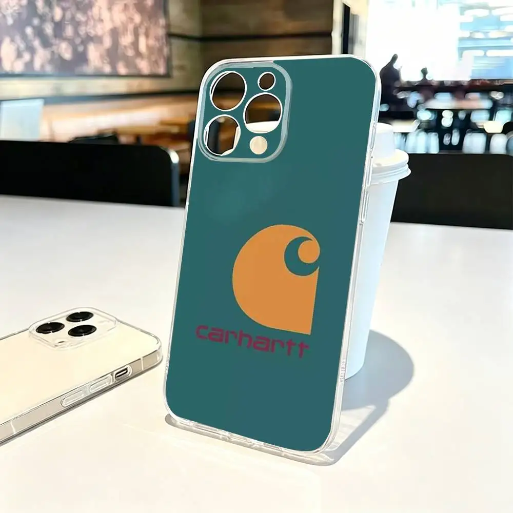 Фото Кожаный чехол для телефона C-Carhartt с логотипом для iPhone 17 16 15 14 13 12 11 Mini Pro Max Plus, прозрачная накладка №2